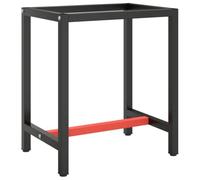 Vidaxl Work Bench Frame Matte Black And Matte Red 70X50X79 Cm Metal, Black