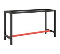 vidaXL Work Bench Frame Matte Black and Matte Red 140x50x79 cm Metal