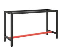 vidaXL Heavy-Duty Metal Work Bench Frame with Powder-Coated Legs, Matte Black and Red, 140x50x79 cm