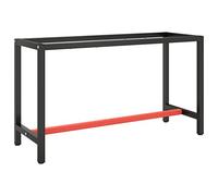 Vidaxl Work Bench Frame Matte Black And Matte Red 140X50X79 Cm Metal