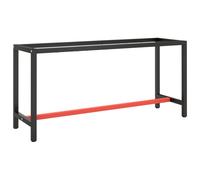 vidaXL Work Bench Frame Heavy-Duty Matte Black & Red Powder-Coated Metal 170x50x79 cm