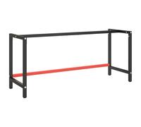 vidaXL Work Bench Frame Matte Black and Matte Red 180x57x79 cm Metal