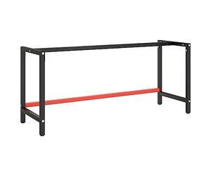 vidaXL Work Bench Frame Matte Black and Matte Red 180x57x79 cm Metal