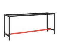 vidaXL Metal Work Bench Frame 190x50x79 cm – Heavy-Duty, Powder-Coated Legs – Matte Black/Red