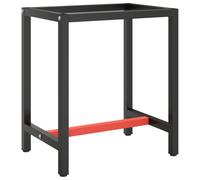 vidaXL Work Bench Frame Matte Black and Matte Red 70x50x79 cm Metal