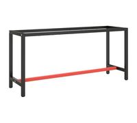 vidaXL Work Bench Frame Matte Black and Matte Red Metal Table Bracket Base