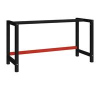 vidaXL Metal Work Bench Frame - Powder-Coated, Pre-Drilled, Reinforced - 150x57x79 cm, Black/Red