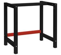 vidaXL Black and Red Durable Metal Workbench Frame, 80x57x79 cm, with Powder-Coating and Pre-Drilled Holes, Easy Assembly, Ideal for Garage or Workshop