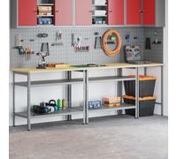 vidaXL Work Bench Set 3 pcs Beige and Grey Powder-Coated Steel