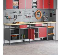 vidaXL Work Bench Set 3 pcs Black and Grey Powder-Coated Steel