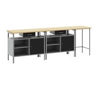 vidaXL Work Bench Set 3 pcs Black and Grey Powder-Coated Steel