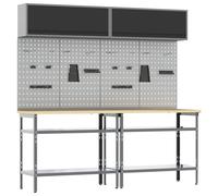 vidaXL Work Bench Set 8 pcs Black and Grey Powder-Coated Steel