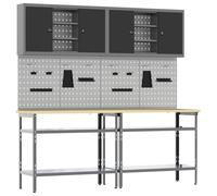 vidaXL Work Bench Set 8 pcs Black and Grey Powder-Coated Steel