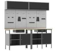 vidaXL Work Bench Set 8 pcs Black and Grey Powder-Coated Steel