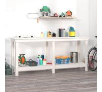 Solid Wood Pine Work Bench Garage Working Table Wooden Storage vidaXL