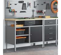 vidaXL Work Bench with Drawer Black and Grey 100 x 55 x 85 cm