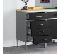 vidaXL Work Bench with Drawer Black and Grey 50 x 55 x 85 cm