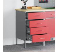 vidaXL Work Bench with Drawer Red and Grey 50 x 55 x 85 cm