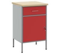 vidaXL Workbench Red and grey 50 x 55 x 85 cm Powder-coated steel, Workshop, Industrial Workbench Setup, Adjustable Feet, Ample Storage, Versatile Workspace, Tool Organization, DIY Table