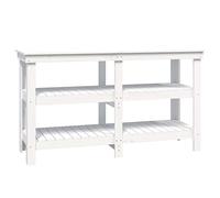 vidaXL Work Bench with Shelf White 142.5 x 50 x 80 cm Solid Pine Wood