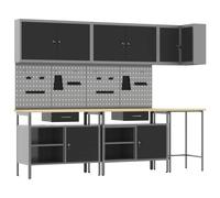 vidaXL Work Cabinet Set with Drawer with Shelf 10 pcs Black and Grey