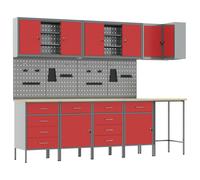 vidaXL Work Cabinet Set with Drawer with Shelf 12 pcs Black and Grey