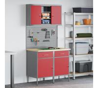 vidaXL Work Cabinet Set with Drawer with Shelf with Storage 6 pcs Red