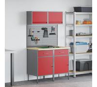 vidaXL Work Cabinet Set with Drawer with Shelf with Storage 6 pcs Red
