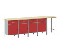 vidaXL Work Cabinet Set with Drawer with Storage 5 pcs Red and Grey