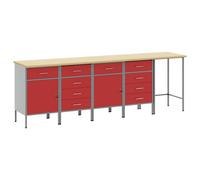 vidaXL Work Cabinet Set with Drawer with Storage 5 pcs Red and Grey
