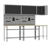vidaXL Work Cabinet Set with Shelf with Storage 10 pcs Black and Grey