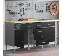 vidaXL Work Cabinet with Drawer 3 pcs Black and Grey 75 x 45 x 85 cm