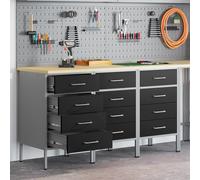 vidaXL Work Cabinet with Drawer 3 pcs Black and Grey 75 x 45 x 85 cm