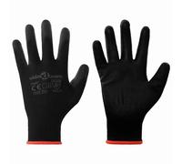 vidaXL Work Gloves 12 pcs Black 7 / S Polyester