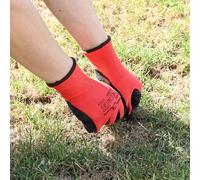 vidaXL Work Gloves, 12 Pieces, Red and Black, 7/S Latex Coating, Garden and Patio Gloves, Non-Slip Design, Protective, Comfortable, Ergonomic, Stylish, Latex Coated, Tight Fit