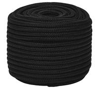 vidaXL Work Rope - 50 m Heavy-Duty Black Polyester Rope, 12 mm Diameter, 95 g/m Weight with High Tensile Strength, Easy to Handle, Long-Lasting for Indoor and Outdoor Use
