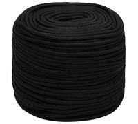 "vidaXL Work Rope - 6mm Diameter 50m Long Black Polyester Braided Cord for Indoor and Outdoor Use"