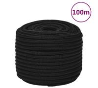 vidaXL Work Rope Black 12 mm 100 m Polyester