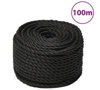 vidaXL Work Rope Black 16 mm 100 m Polypropylene