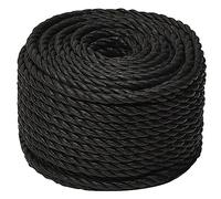 vidaXL Work Rope House Garden Workshop Work Line Twisted Rope Poly Cord Floristry Craft All-purpose Cord Black 16 mm 100 m Polypropylene