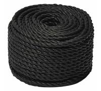 vidaXL Work Rope House Garden Workshop Work Line Twisted Rope Poly Cord Floristry Craft All-purpose Cord Black 16 mm 25 m Polypropylene