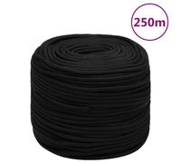 vidaXL Polyester Work Rope Braided Cord - 8 mm x 250 m - Black, Durable for Home, Garden & Workshop