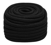 vidaXL Work Rope House Garden Workshop Work Line Braided Plaited Rope Poly Cord Floristry Craft All-purpose Cord Black 20 mm 25 m Polyester
