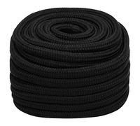 vidaXL Work Rope House Garden Workshop Work Line Braided Plaited Rope Poly Cord Floristry Craft All-purpose Cord Black 20 mm 25 m Polyester