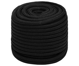vidaXL Work Rope House Garden Workshop Work Line Braided Plaited Rope Poly Cord Floristry Craft All-purpose Cord Black 16 mm 100 m Polyester