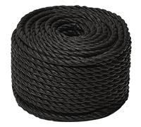 vidaXL Work Rope House Garden Workshop Work Line Twisted Rope Poly Cord Floristry Craft All-purpose Cord Black 24 mm 50 m Polypropylene