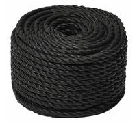 vidaXL Work Rope House Garden Workshop Work Line Twisted Rope Poly Cord Floristry Craft All-purpose Cord Black 10 mm 50 m Polypropylene