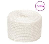 vidaXL Work Rope White 10 mm 50 m Polypropylene, White