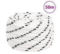 (18 mm/ 50 m) vidaXL Braided Boat Rope Polyester Sturdy Yacht Cable Black/White Multi Sizes