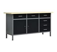 vidaXL Work Table DIY Workbench Workbench Worktop Office Home Durable Rubust Black 160 x 60 x 85 cm Steel